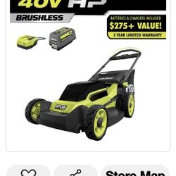 RYOBI 40VOLT HP HIGH PERFORMANCE TECHNOLOGY  PUSH MOWER KIT 100% NEW 