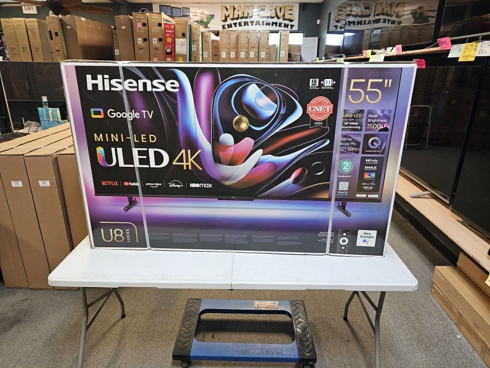 HISENSE 55 INCH UHD MINI LED TOP RATED TV'S 144HZ FULL ARRAY 55U8N IN STOCK W/WARRANTY - PAYMENT PLANS
