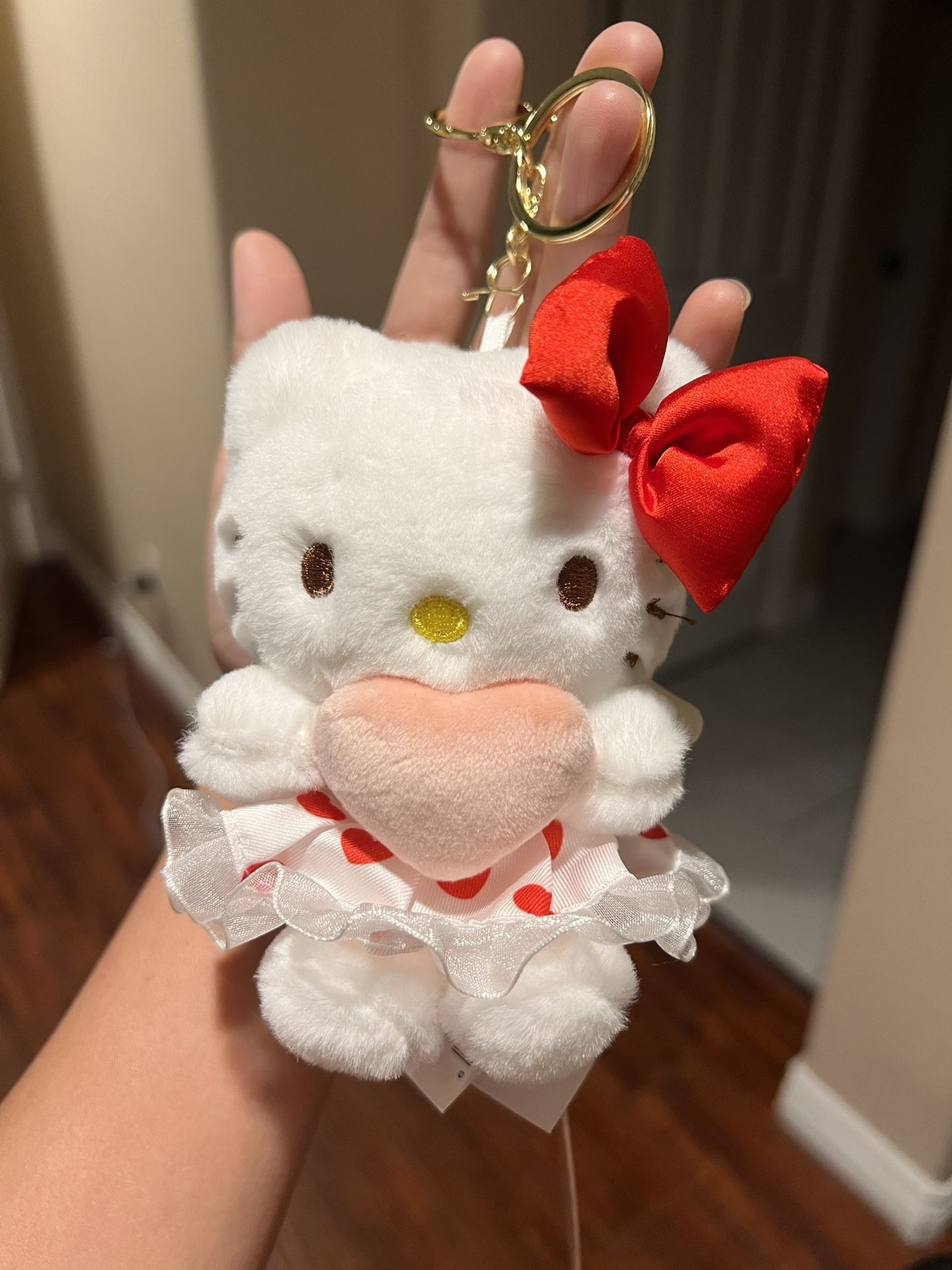 Sanrio Hello Kitty Angel Cupid Plush Keychain – Heart Red Bow