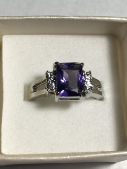 Amethyst and Silver Ring size 9