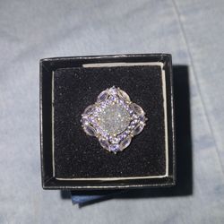 Iolite And Purple Druzy Ring In Selling Silver