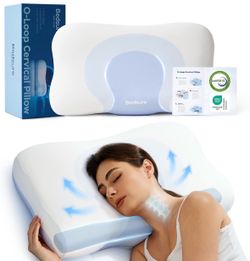 Bedsure Cervical Neck Pillow - Ergonomic Orthopedic Memory Foam Pillows Orthopedic Pillow for Side & Back Sleepers, Contour Shape Gently Supports Head