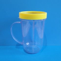 Original Magic Bullet Blender Cup with Handle and Yellow Rim Replacement Part MB1001