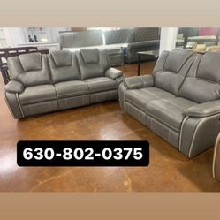 2 Pc Sofa Loveseat With USB Recliner 