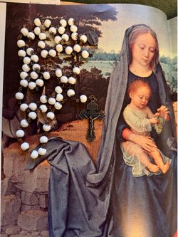 Catholic Rosary 24”- Clam White Stone