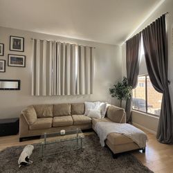 Microfiber/ Large Ashley Sectional Couch w/ Chaise – Washable Cushions 