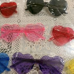 8 Pairs Heart Shaped Sunglasses For Women Rimless Heart Glasses Candy Color Sunglasses