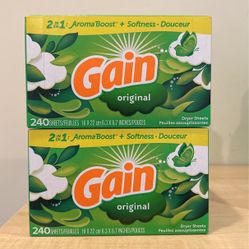 Gain dryer sheets 240 count: $8 each