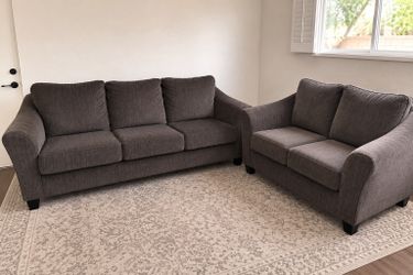 Modern Gray Sofa & Loveseat Set – Great Condition