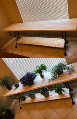 Extra Large Industrial Pipe Desk / Work Table – Solid Wood