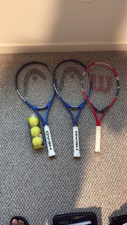 Tennis rackets and balls