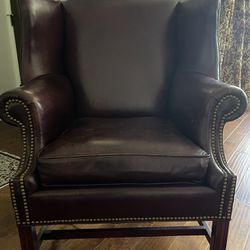 Red/burgundy Leather Wingback/Arm Chair