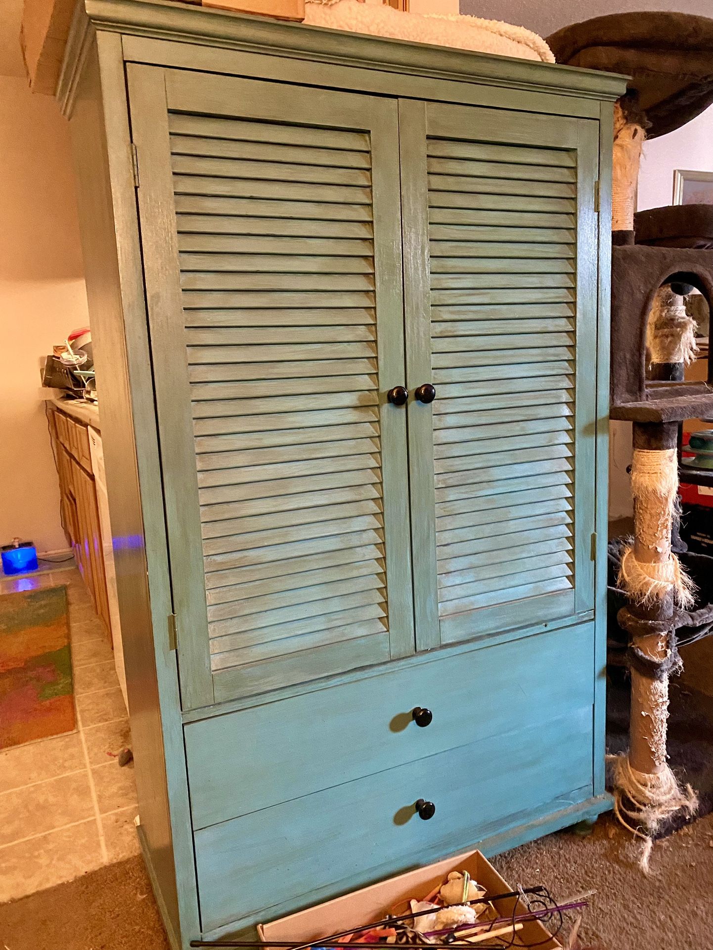 Aqua Wooden Wardrobe / Storage Cabinet