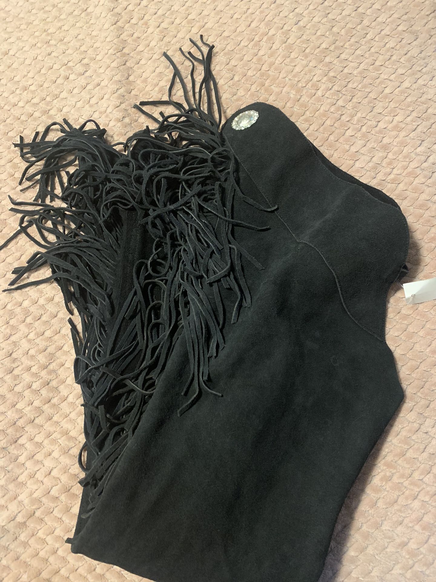 Black Leather Chaps Size Xtra Small