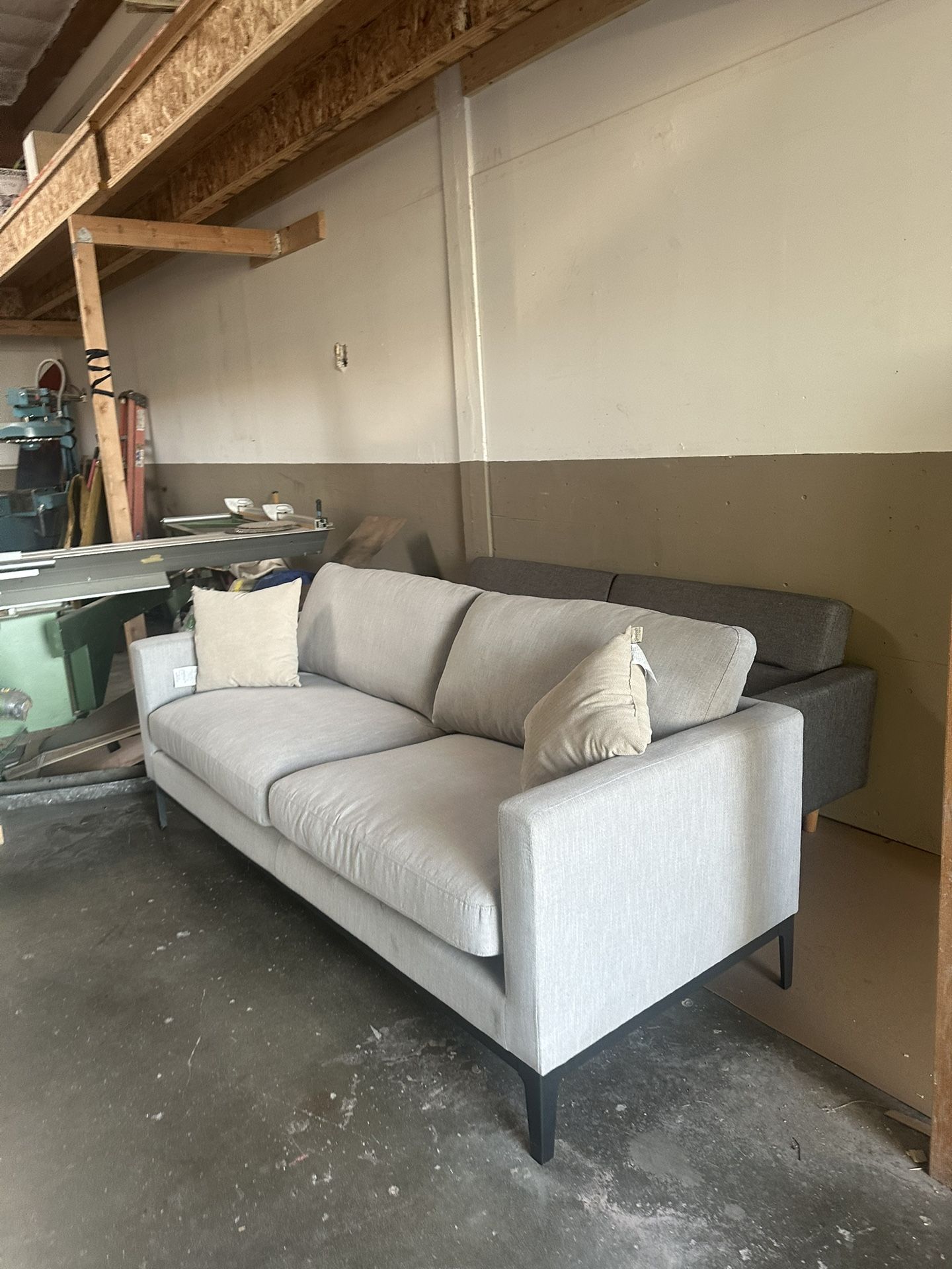 Contemporary Style Gray Sofa with Metal Frame Seats 3-4