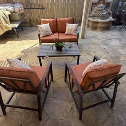 Outdoor Patio Set -  Couch, Rockin Chairs, Cushions & Pillows