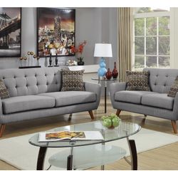 Gray Sofa And Love Seat Set (Free Delivery)