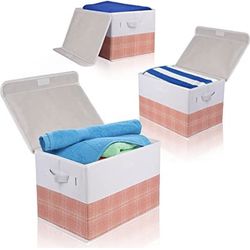 New Foldable Storage bins with Lids,3 Pack Storage Box Organizer Stackable Fabric Basket Cube Containers with Handles for Clothes Toys Books CD Home B