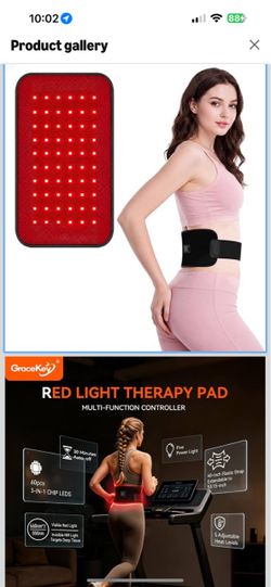 Gracekey Pad Red Light Therapy Pad, 660nm & 850nm Near Infrared, 5 Levels, 11.6" x 7" Dual-wavelength 660nm Red + 850nm Near-Infrared Light with 5 In