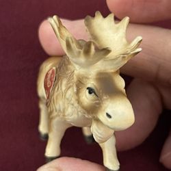 Antique Vintage 1960’s Moose Miniature Figurine Handpainted Bone China 1-1/2 X 2-1/2 Inches 