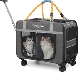 Amazing Deal!! HWAEYEM Extra Large Pet Cat Carrier with Wheels