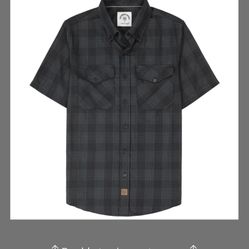 Dubinik® Mens Short Sleeve Button Down Men Button Up Short Sleeve Two Pockets Soft Vintage Regular Fit Casual Shirts Charcoal Grey