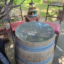 Chairs and Barrel 