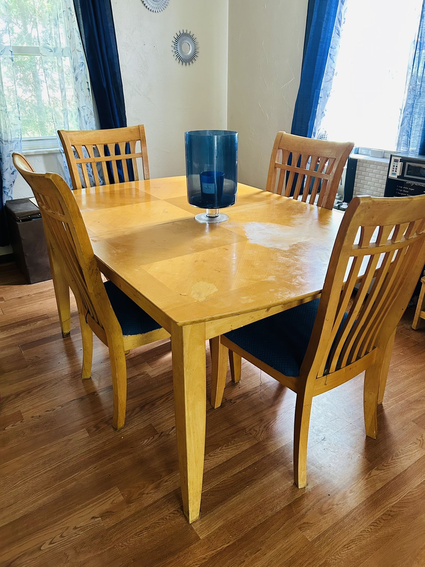 Dining room Table, chairs, And hutch