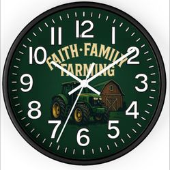 John Deere Faith Family And Farming Glow In The Dark Wall Clock New!