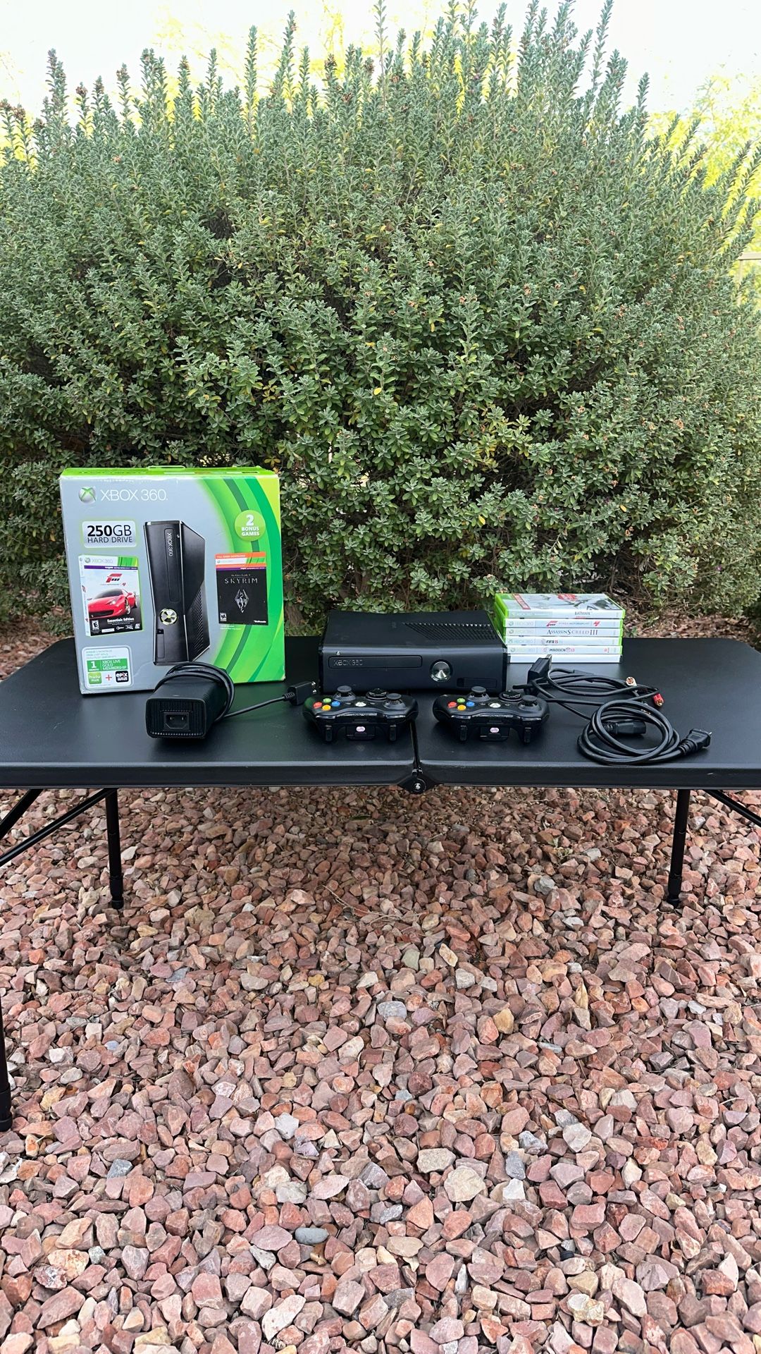 XBOX 360 250GB Hard Drive, Extra Joystick, 6 Games Included- Used Gamer Set In Great Condition