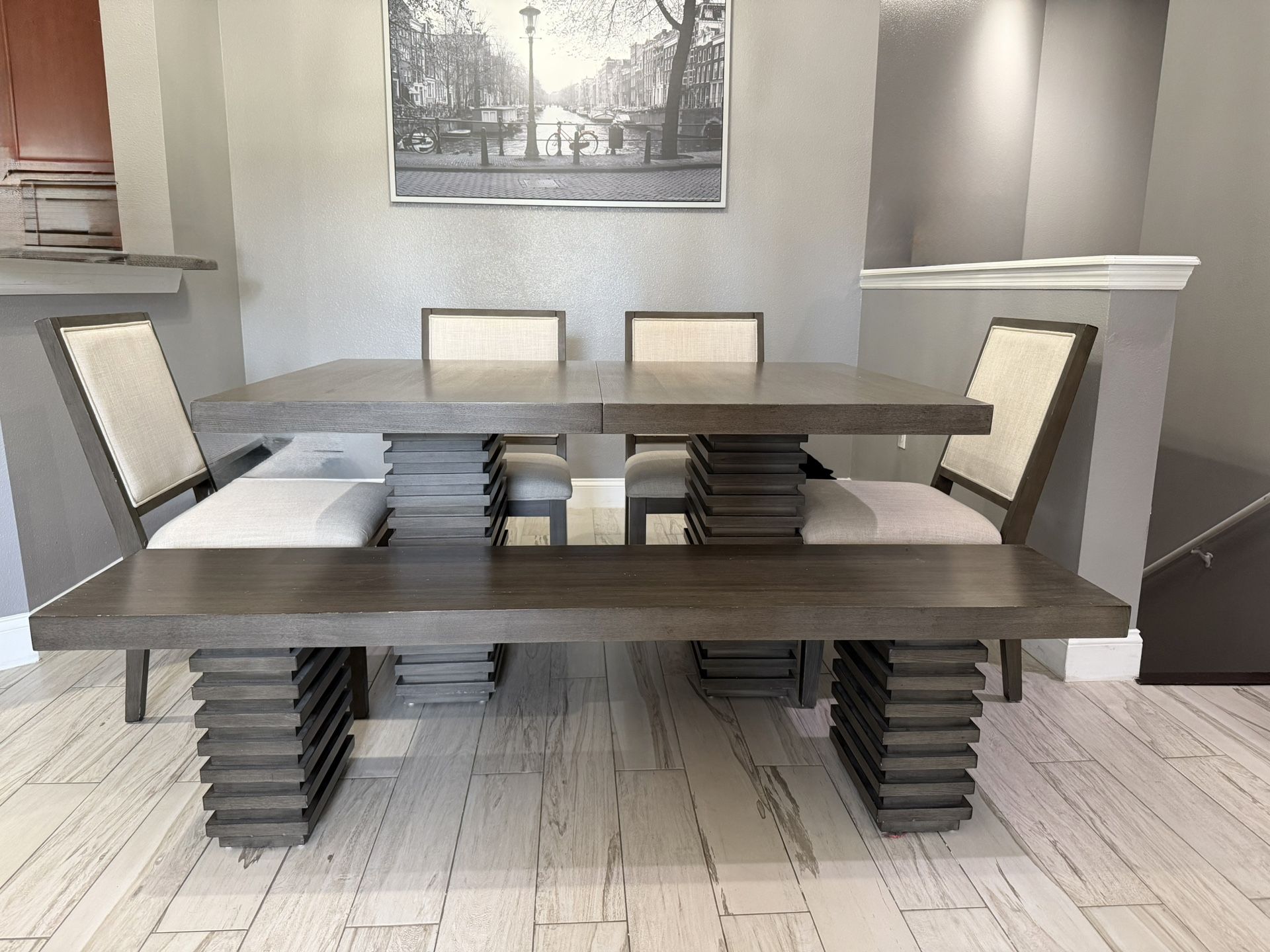 Dining Room Table With Leaf And Bench