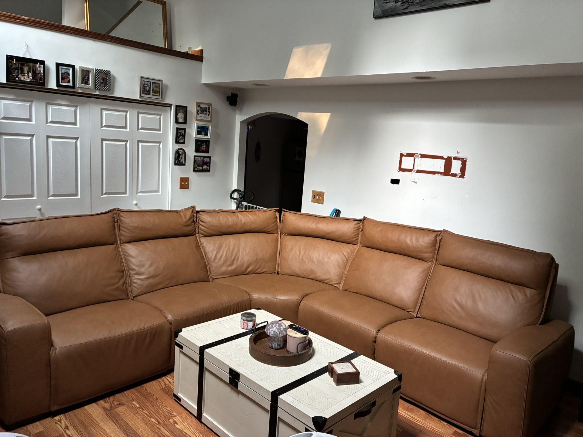 Leather Three Piece Sectional Reclining Couch