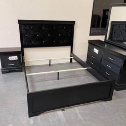 Amalia Black Panel Bedroom Set