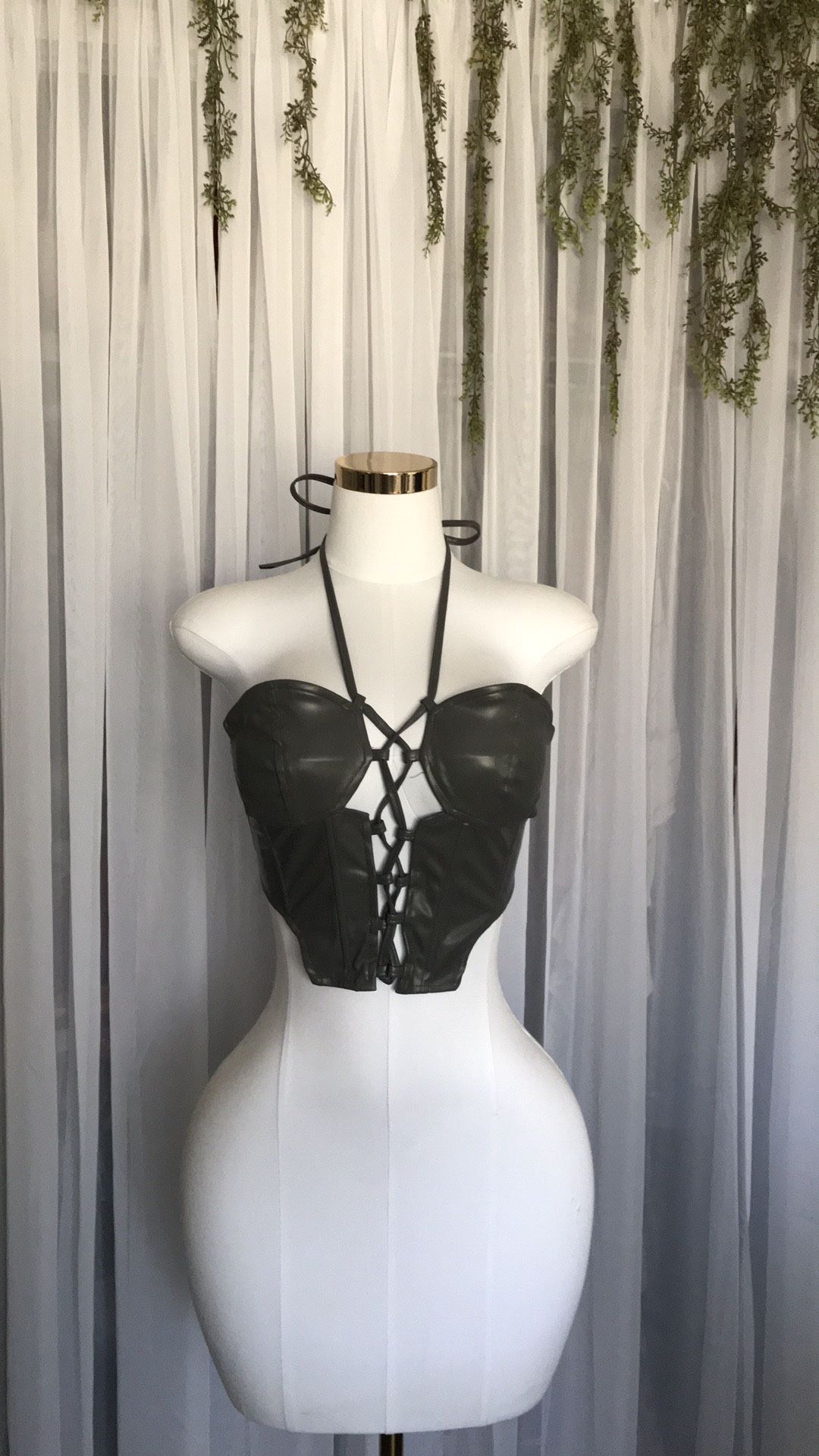 Faux Leather Corset Top Size L