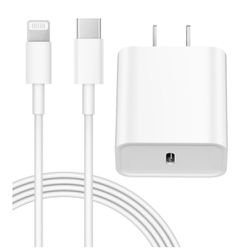 For iPhone 14 13 12 11 Fast Charger, 20W USB C Charger Block with 6FT Cable White