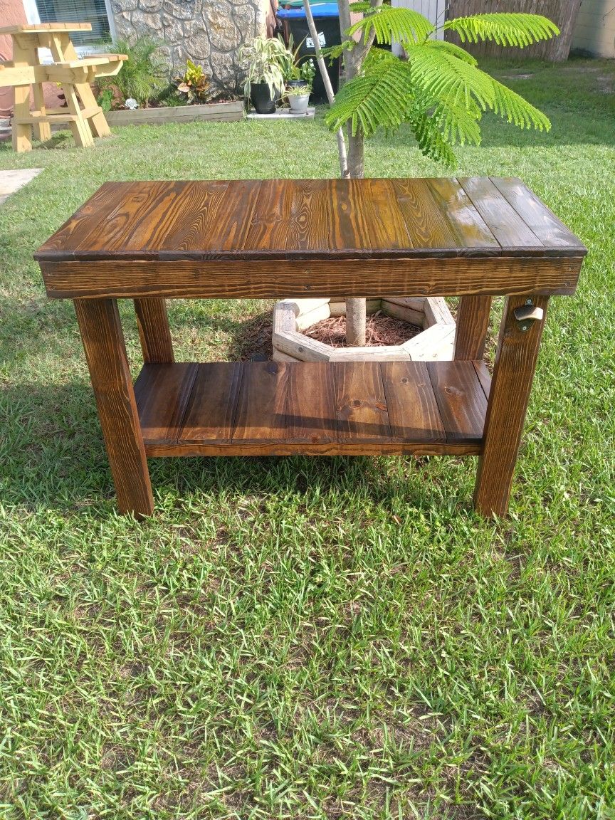 Grilling Table W/ Utensils Holder And Bottle Opener