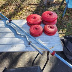 Straight & Curling Weightlifting Bar & Plates 