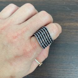 Sterling silver 925 a ring for a female dipped in black gold with cubic zirconia