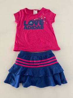 adidas Pink and Blue Shirt and Skirt Set Size 5