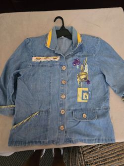 Embellished Light Wash Denim Jacket