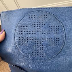 Tory Burch Perforated Blue Rare Hobo 
