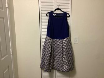 Plus-size dress. Royal blue and gold. Size 18W