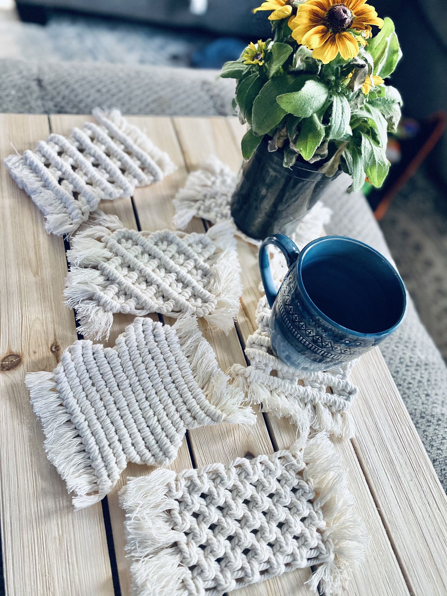 Set of 4 Macrame Coasters/pot holders