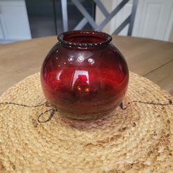 Vintage Anchor Hocking Ruby Red Ball Vase