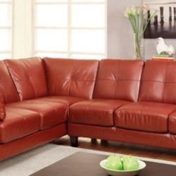 Brand New Red Leather Sectional Sofa 