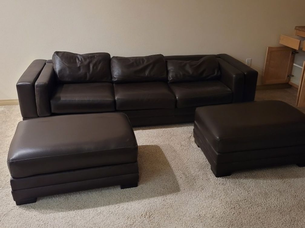 Leather Sofa with 2 Futons