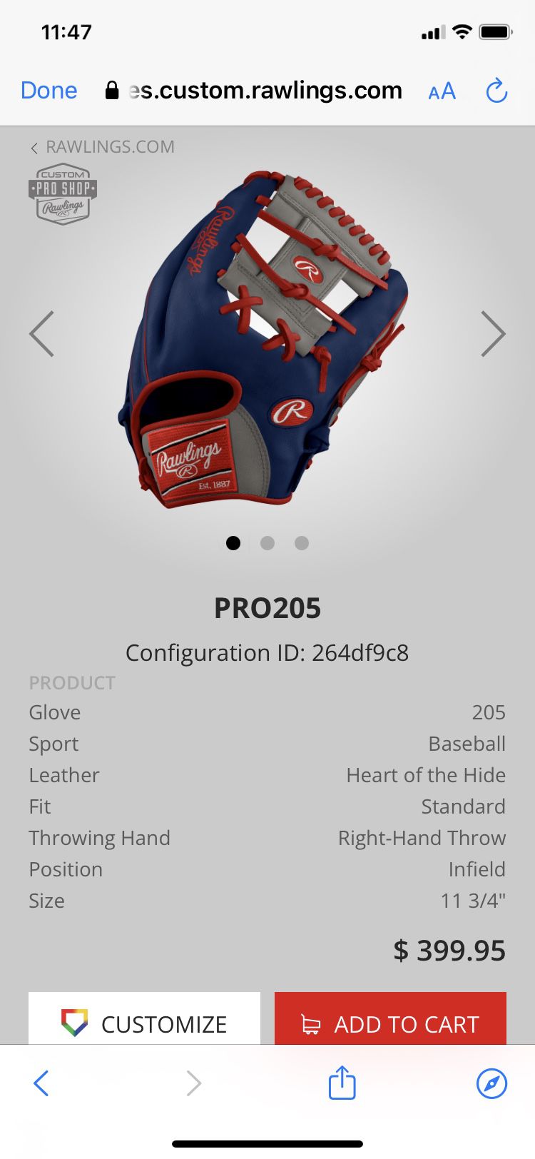 Rawlings HEART OF THE HIDE Custom PRO NP5 11.75 Inch Glove 