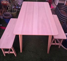 table and 2 benches
