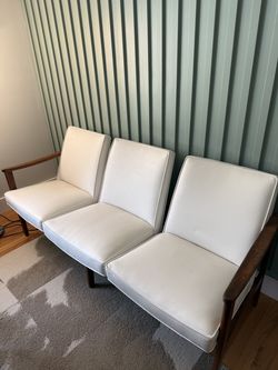 Restored Mid-Century Modern 3-Seater Vinyl Sofa