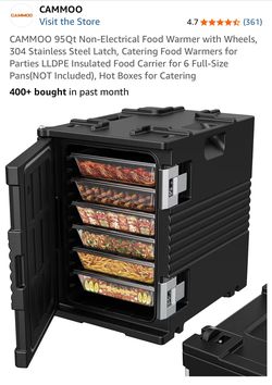 CAMMOO 95Qt Insulated Food Carrier with Wheels